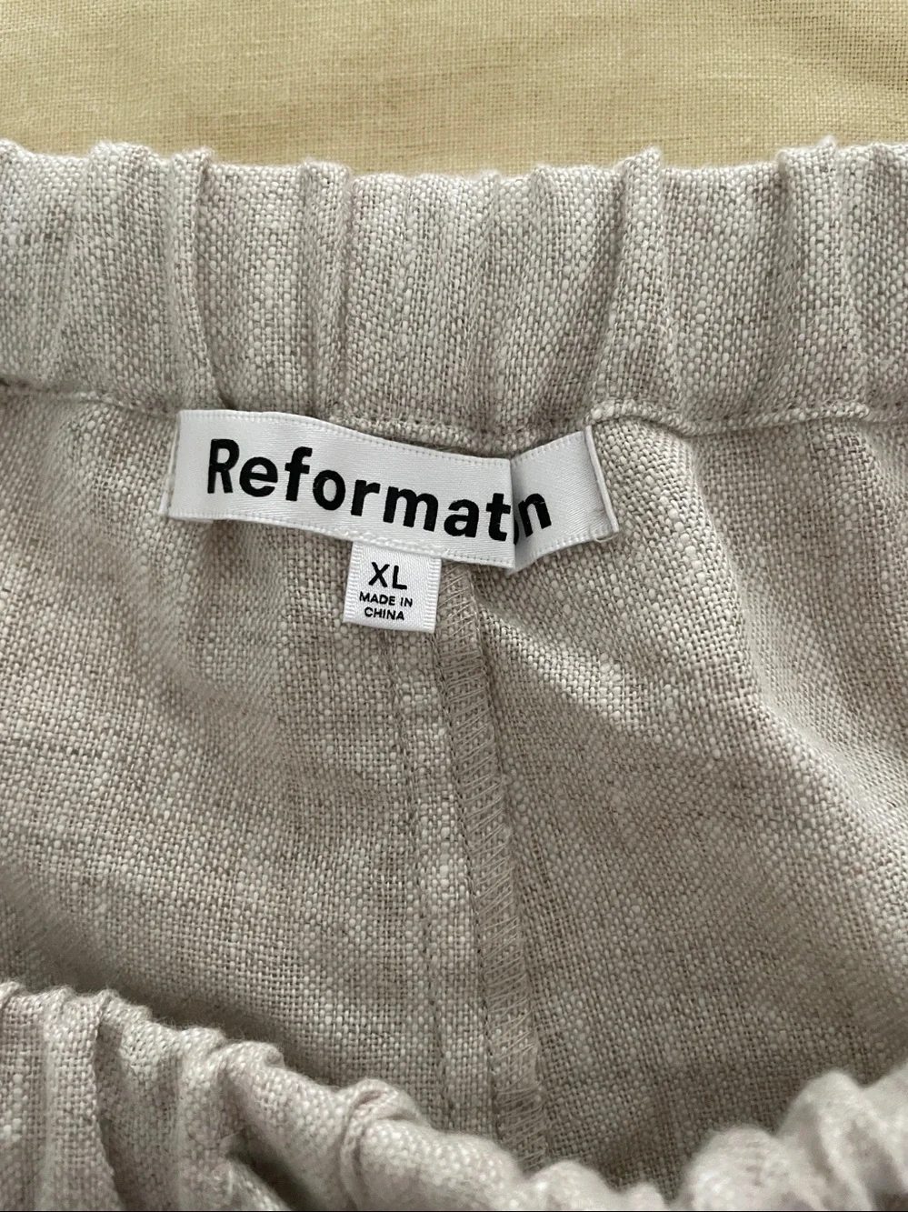Reformation Ethan linen cargo pants in oat wide leg XL plus size